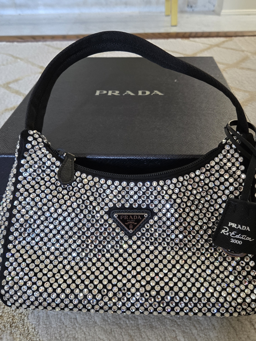 Prada Re Edition 2005 Black Crystal-Embellished Shoulder Bag - Picture 7 of 13